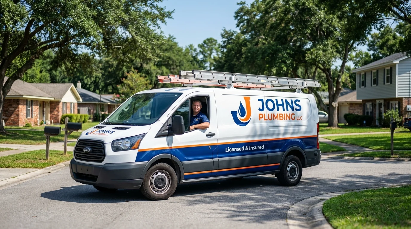 Johns Plumbing LLC service van in West Hurley, NY