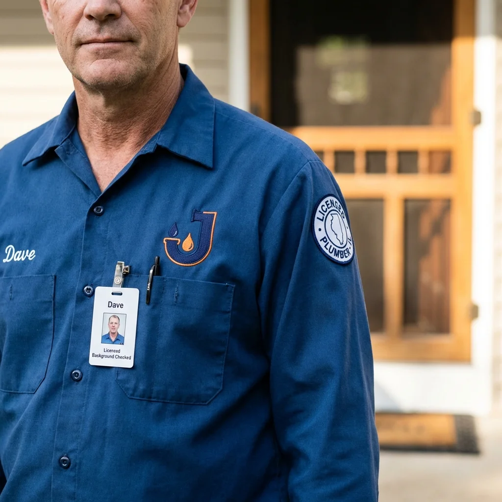 Licensed plumber showing ID badge in West Hurley, NY