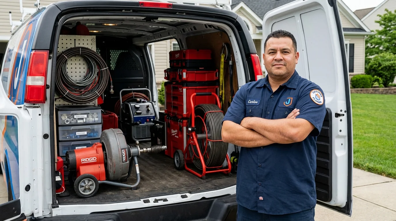 Professional drain cleaning equipment and Johns Plumbing LLC plumber in West Hurley