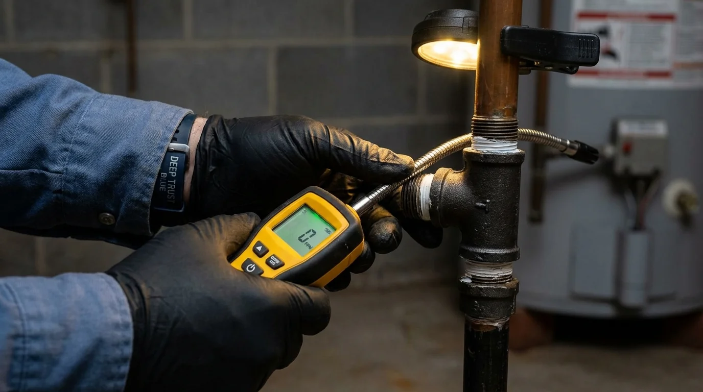 Gas leak detection with electronic sniffer by Johns Plumbing LLC in West Hurley